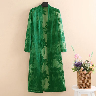 shirt women Кимоно Кардиган Mujer прозрачный летний кардиган женский длинный кружевной кардиган корейская модная одежда рубашка сетка размера плюс - Цвет: shirt women