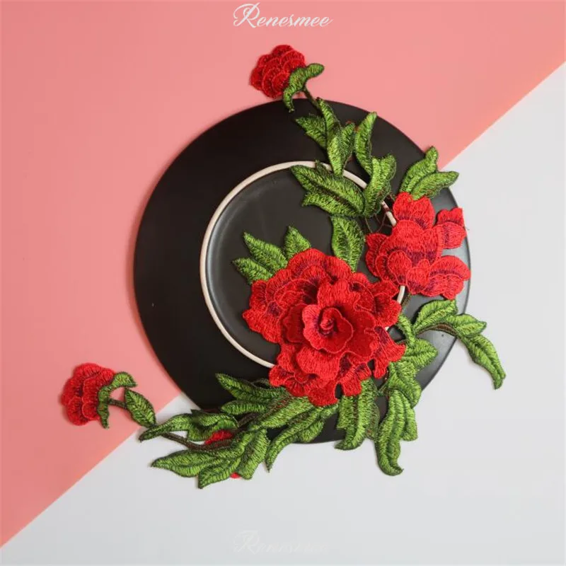 2 шт. классические большие красные цветы зеленые оставьте сделай сам