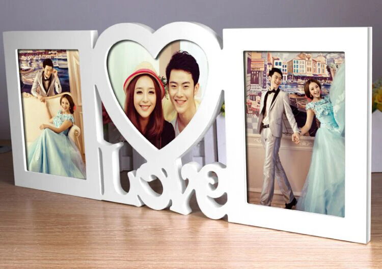 Милая любовь фоторамка в форме сердца с двумя изображениями Висячие для