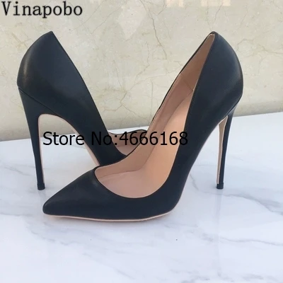 2019 черного цвета из матовой кожи Женские туфли лодочки Сезон весна Осенняя обувь