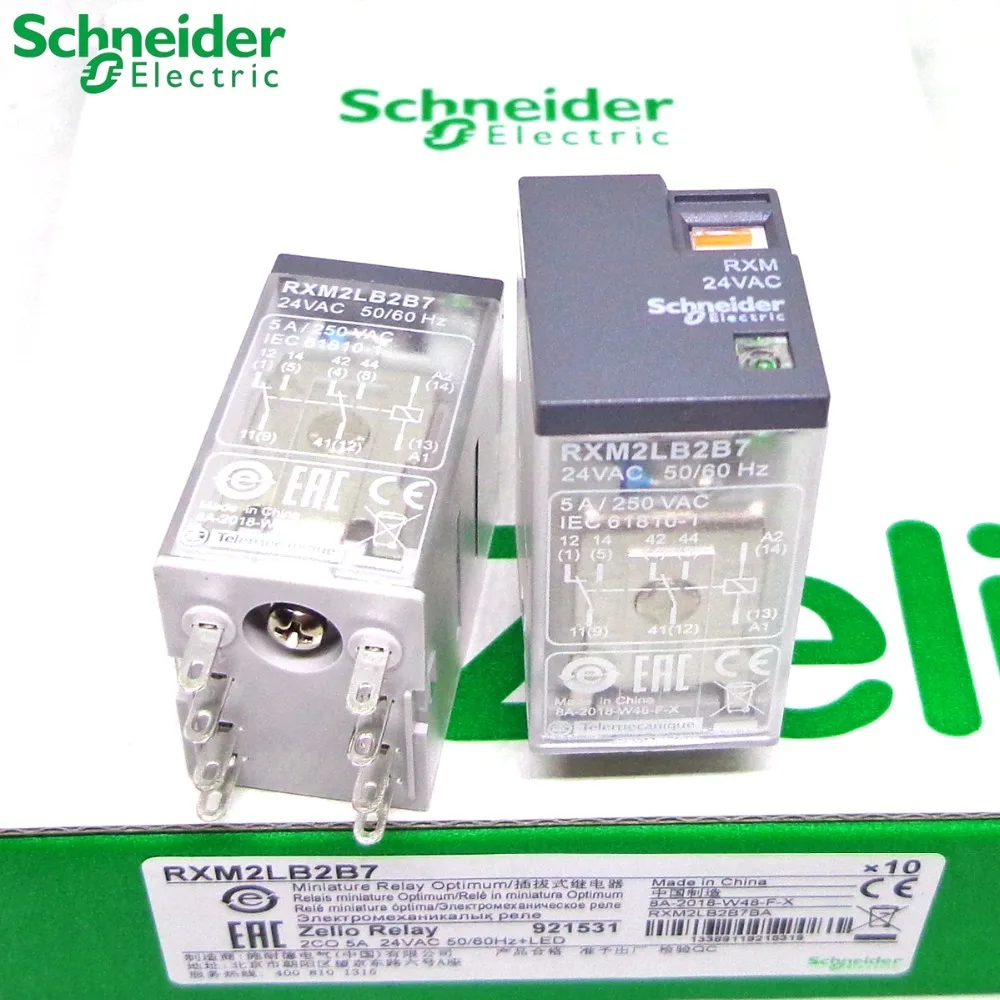 5PCS Schneider relay RXM2LB2B7 24VAC 2CO 8PIN Brand new and original relay