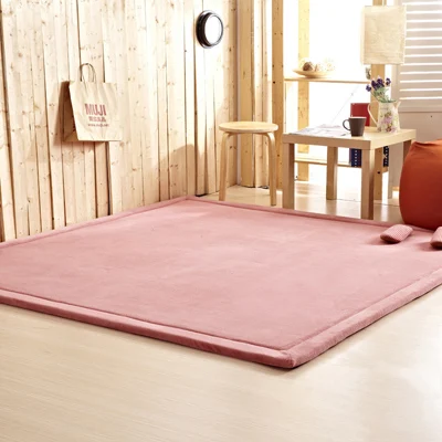 Pink Утолщенный коралловый флис японский татами коврик Детский ползающий ковер Прямоугольный Коврик для гостиной нескользящий чайный стол коврики для йоги Tapete - Цвет: Pink