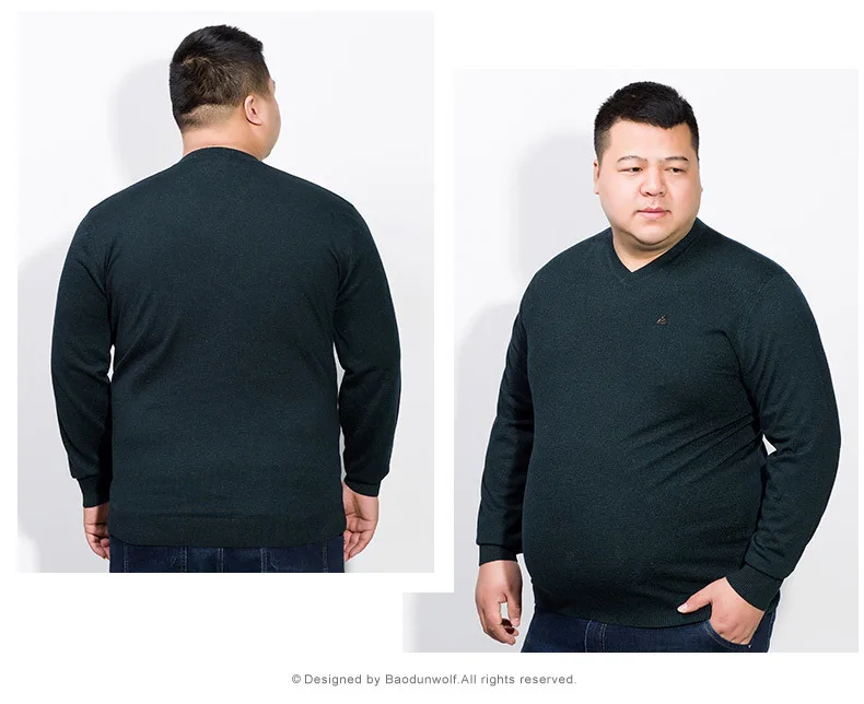 Свитер мужской свободный с треугольным вырезом и длинными рукавами 10XL 8XL 6XL 5XL 4XL