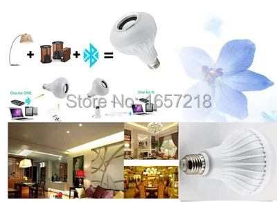 Беспроводная светодиодсветодиодный лампа E27 12 Вт с Bluetooth динамиком и пультом