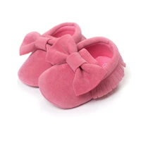 120pairs bow suede baby girl shoe leather fashion children moccasins solid color first walker toddler shoes multi color 0 2years