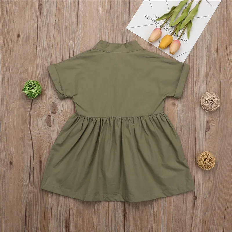 2019 Baby Girl Dress Summer Kid Clothes Button Tutu Casual Outfit Toddler Children Clothing 1-6T | Детская одежда и обувь