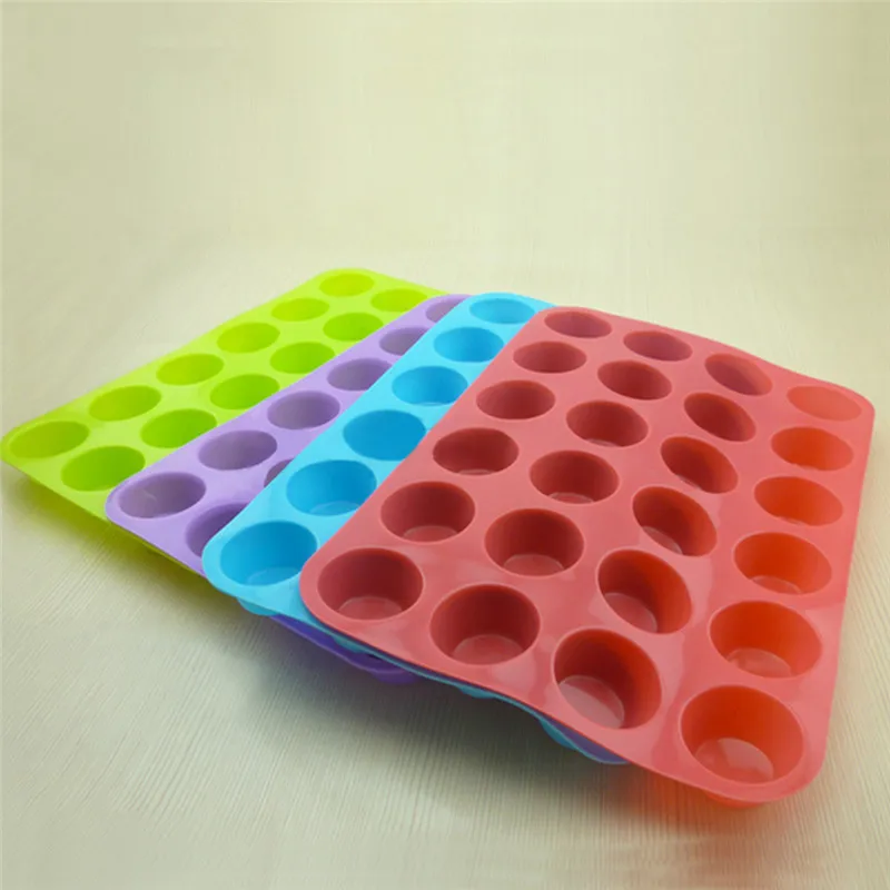 Новый 1 шт. 24 полости Мини Маффин чашки силиконового мыла кекс и печенья формы для