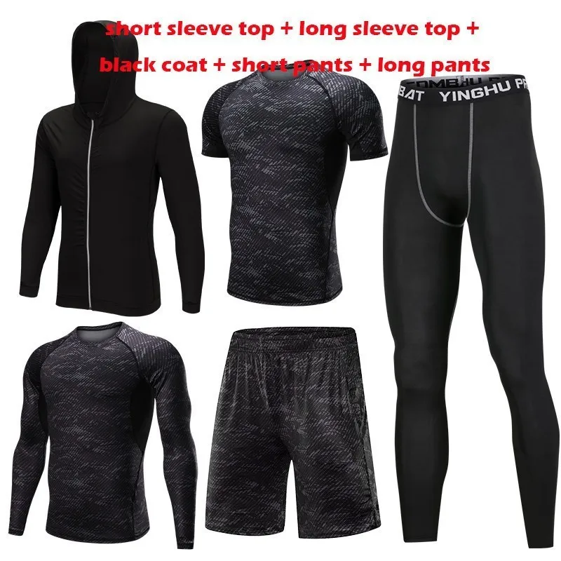Tracksuit men-12 Спортивный костюм с принтом, Мужская эластичная спортивная одежда, мягкая дышащая одежда для пробежек, тренировок, фитнеса, компрессионная одежда для мужчин, набор для бега, S-4XL - Цвет: Tracksuit men-12