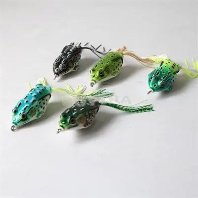 5 PCS New Style Soft Toad Frogs Bass Fishing Lure Plastic Hollow Crankbait Hooks Wholesale | Спорт и развлечения