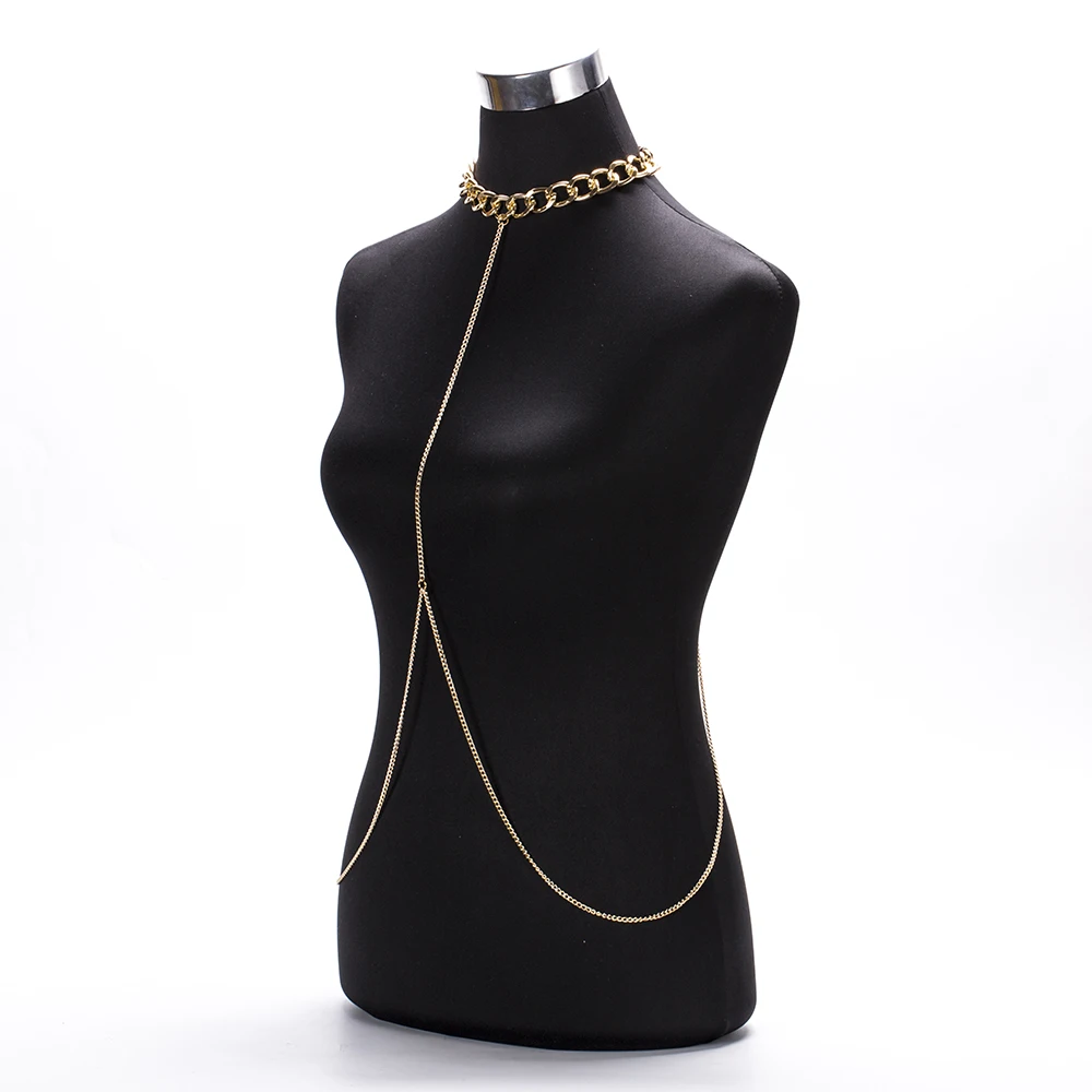 Fashion Chunky Harness Alloy Chain Necklace Golden Color Waist Women Jewelry Sexy Bikini Metal Body | Украшения и аксессуары