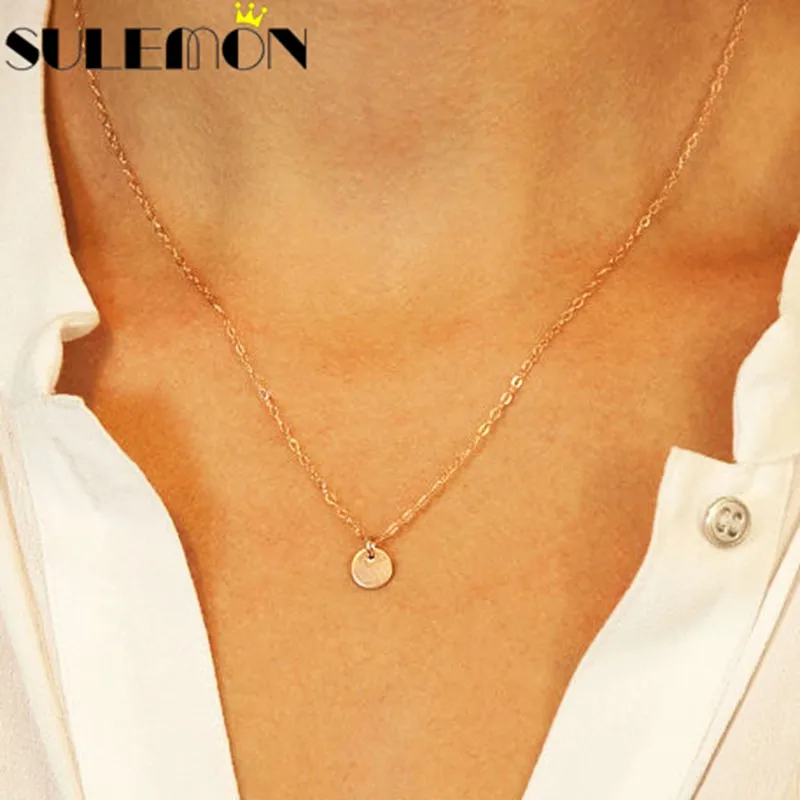 Минимальное нежное блестящее золотое ожерелье монеты цепочка для женщин