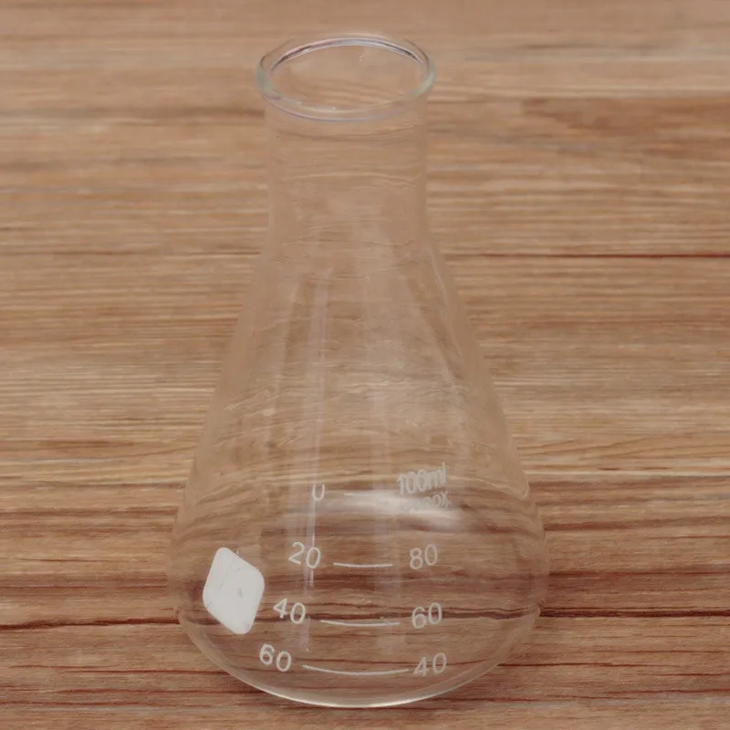 KICUTE 100 мл прозрачная коническая фляжка, стеклянная научная фляга Erlenmeyer, лабораторная школьная учебная поставка, прочная лабораторная стеклянная посуда