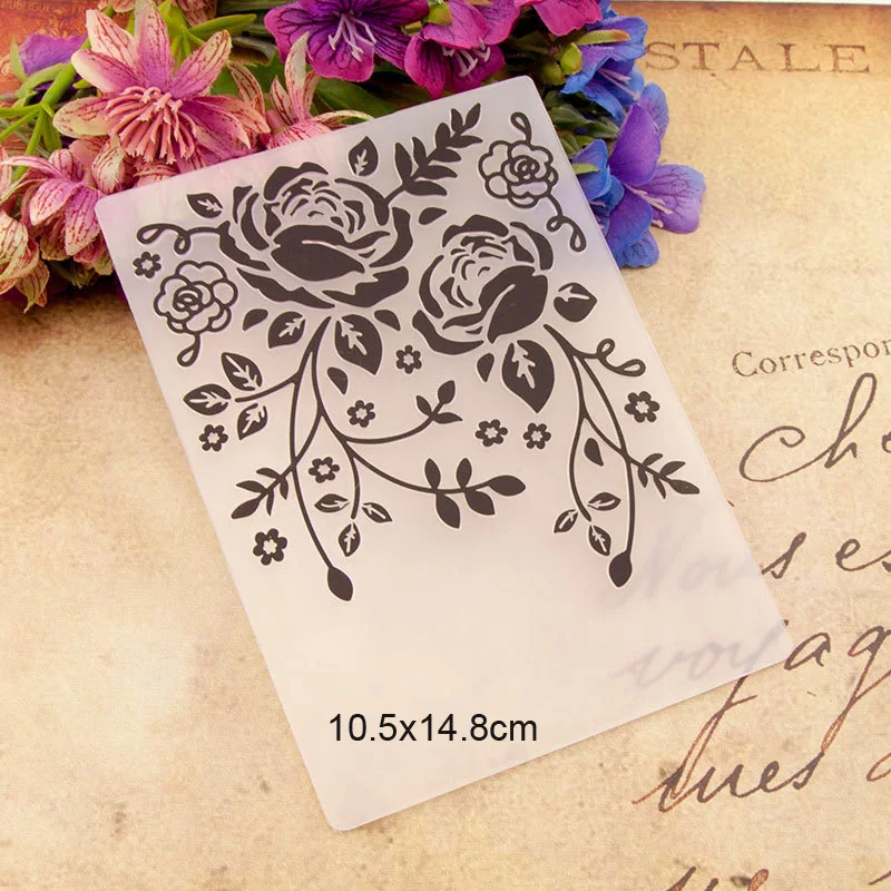 Пластиковые тисненые папки с текстурой цветов и листьев для изготовления карт