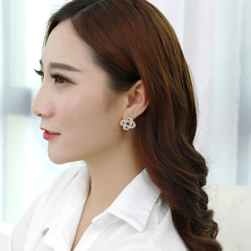 Женские серьги пусеты с блестящим цирконием из стерлингового серебра 925 пробы