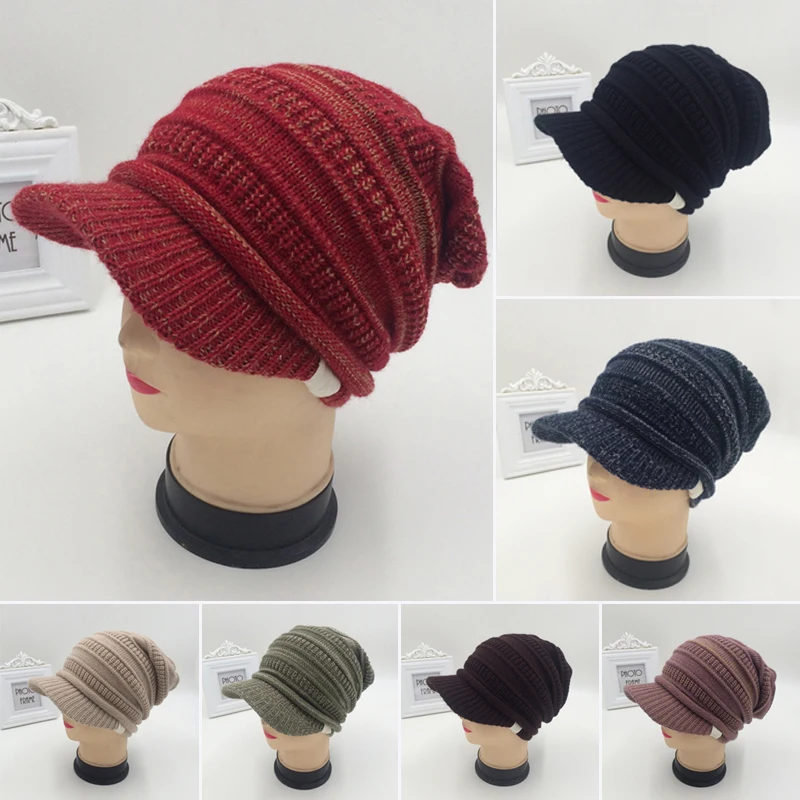 Зима Весна 2020 теплая вязаная шапка козырьки для мужчин и женщин крючком