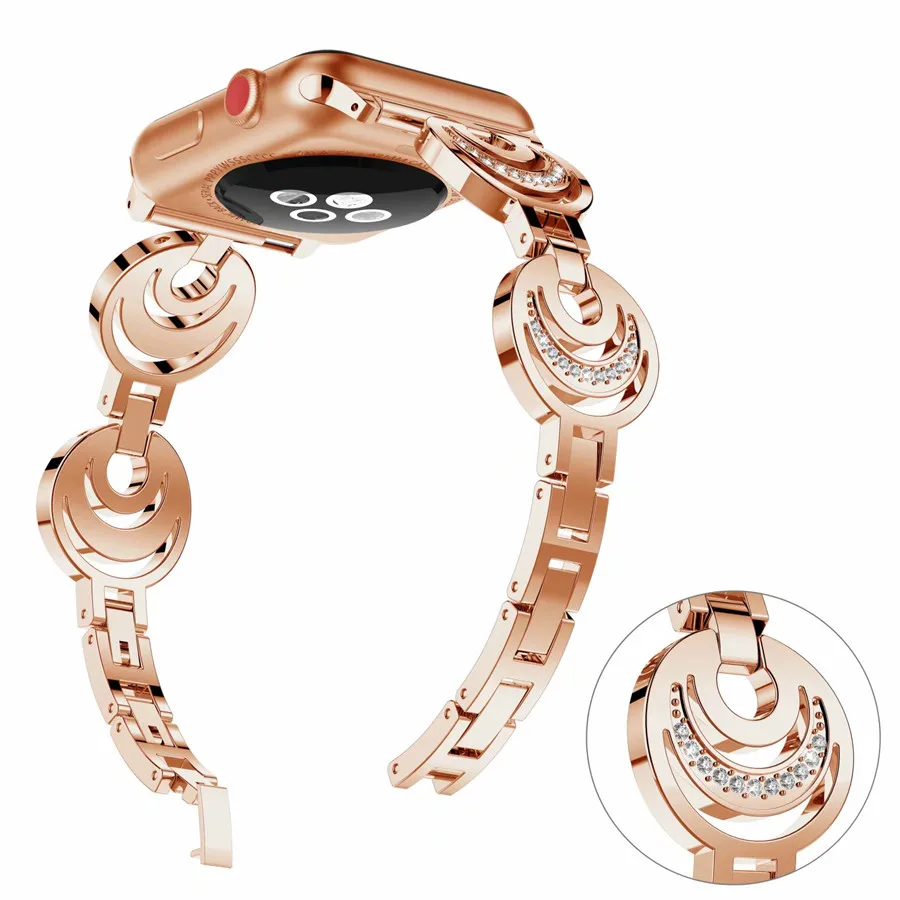 Women Diamond Watch Band For Apple 38mm 42mm 40mm 44mm Stainless Steel Strap iwatch Series 4 3 2 1 Wrist Bracelet | Наручные часы