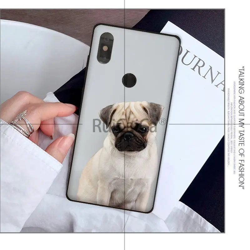 Ruicaica Animal cute pug Новое поступление черная ячейка чехол для телефона Red mi 5 plus Note Xuiao 8