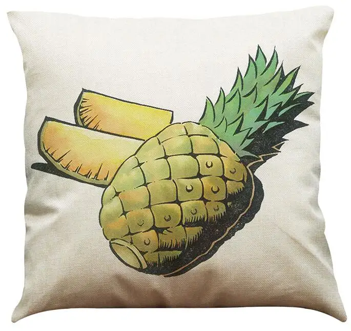 Pineapple Cushion Cover Ananas Printed Linen Pillow Home Decoration Car Sofa Decorative Pillowcase Almofadas 45x45cm | Дом и сад