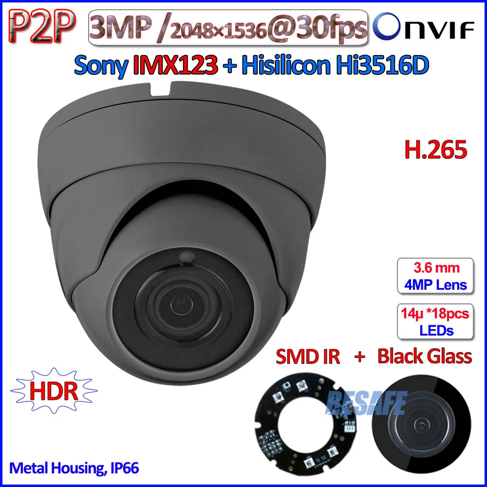 H.265 hi3516d 1080 P мини IP камера P2P imx123 Сенсор 2mp 3.0mp POE ip ONVIF безопасности smd СИД ИК 3.6 мм