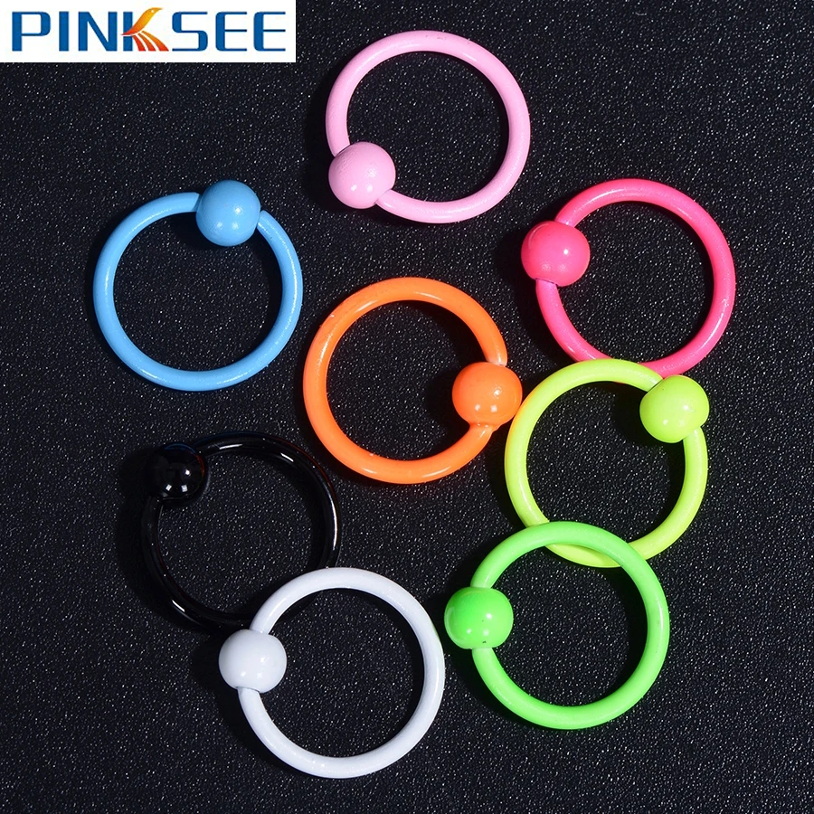 Разноцветное кольцо с бусинами для пирсинга 19 г носа и уха Козелка хрящевой губы