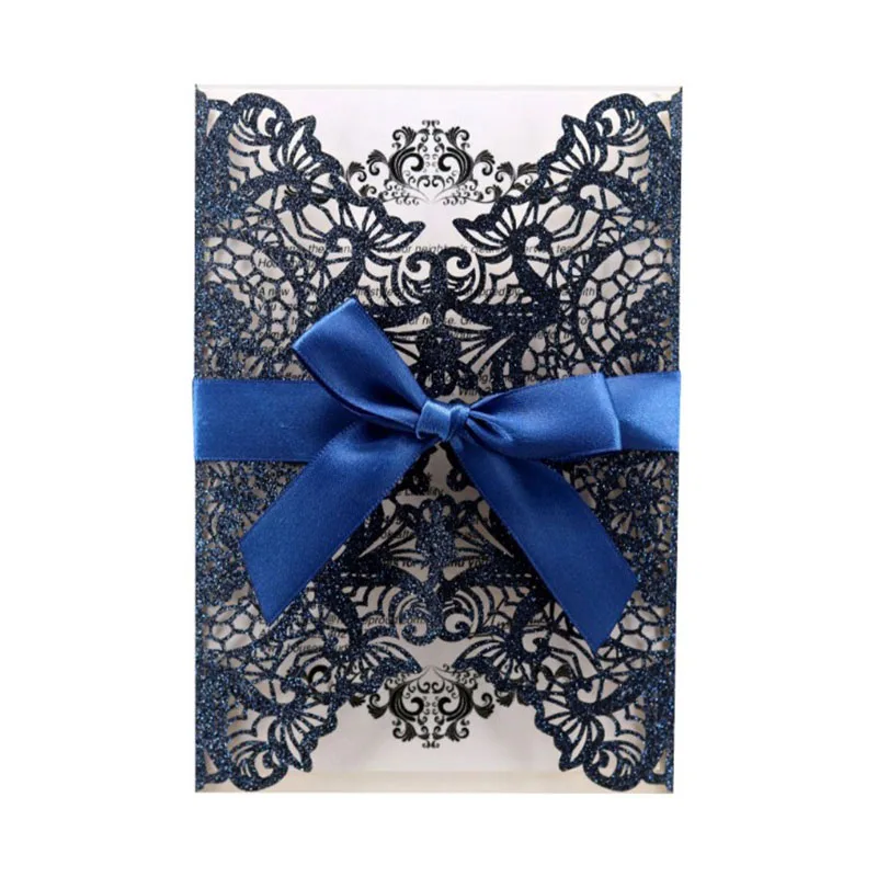Navy Blue 1 шт образец блестящая лазерная резка свадебные пригласительные открытки поздравительные открытки Пригласительные открытки для бизнеса вечерние украшения - Color: Navy Blue
