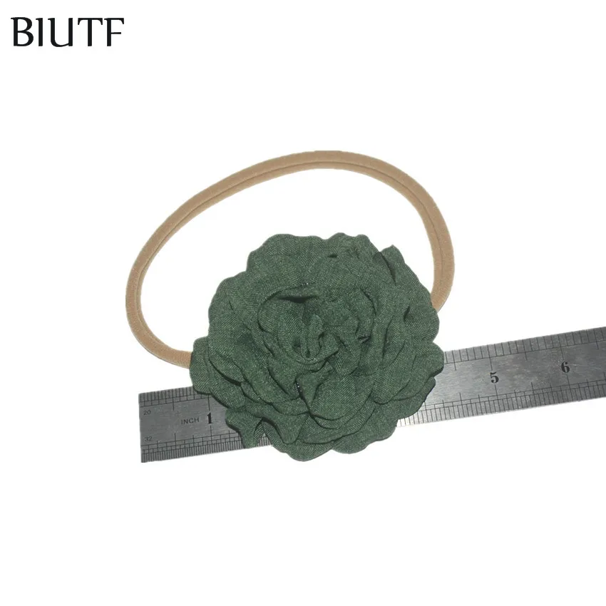 15pcs/lot Nude Nylon Headband with 3.5 inch Korea Hemp Burned Flower Blossom Princess Party Headwear HB049