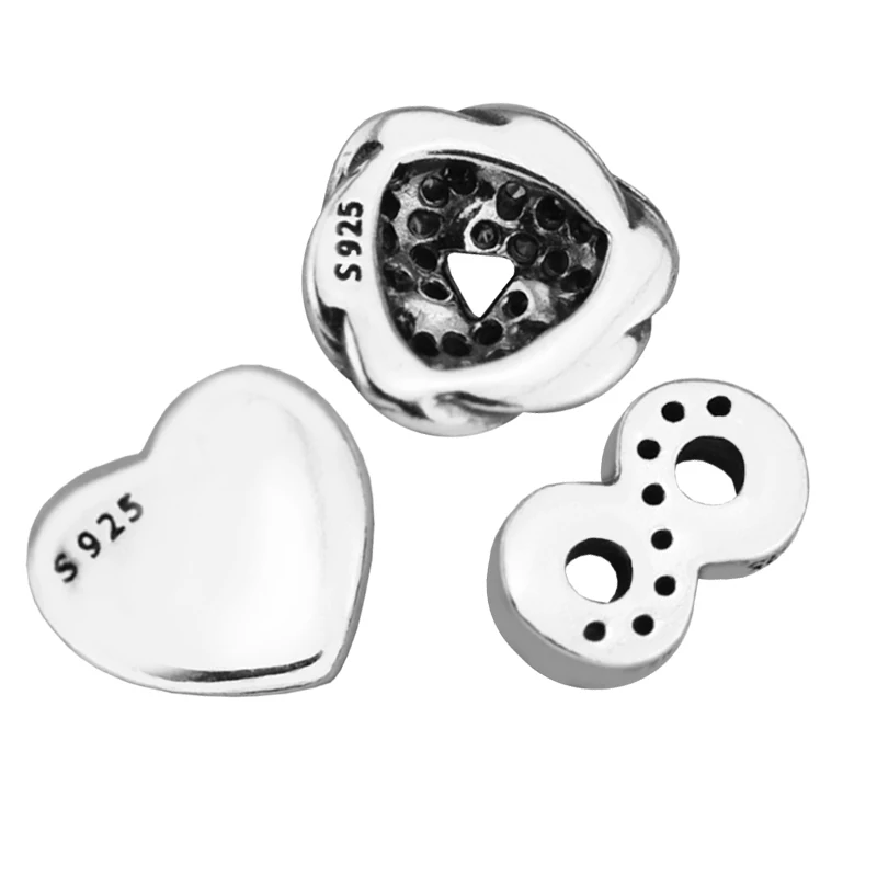 Настоящее серебро 925 пробы Бесконечная любовь Petites Charm подходит медальон Подвески