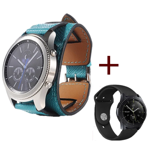 Ремешок из натуральной кожи для samsung Galaxy Watch, 46 мм, 22 мм, браслет, кожаный ремешок для часов gear S3 Classic/Frontier - Цвет ремешка: Green