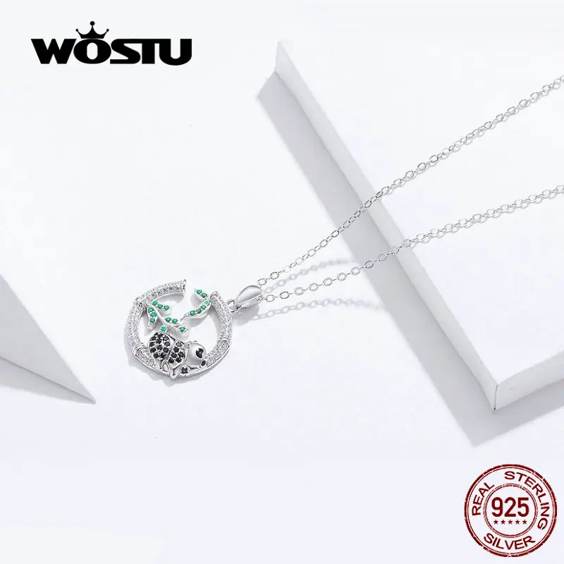 WOSTU 2020 новый дизайн Бамбук & колье с изображением панды подлинное 925 пробы
