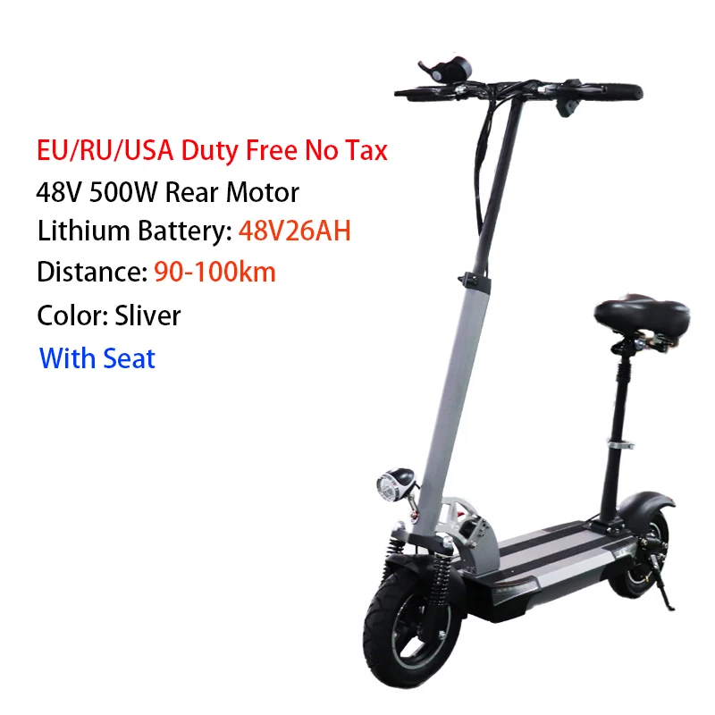 color sliver 26ah 48 в 500 Вт Электрический скутер 1" 100 км мощный Электрический скейтборд 48В 5AH-26AH Patinete Electronic Adulto складной самокат - Цвет: color sliver 26ah