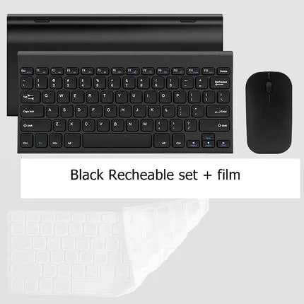 Black set plus film B. O. W HW086 металлическая ультра-тонкая Тихая 2,4 ГГц портативная беспроводная клавиатура и мышь комбо для настольного компьютера, ноутбука - Цвет: Black set plus film