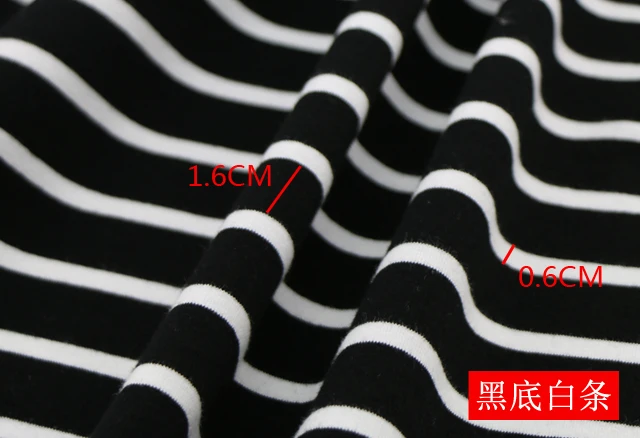 black white strip 170x50 см 95% хлопок пряжа окрашенная в полоску флисовая ткань весна и осень одежда между тканью высокая эластичная деформация 430 г/м - Цвет: black white strip