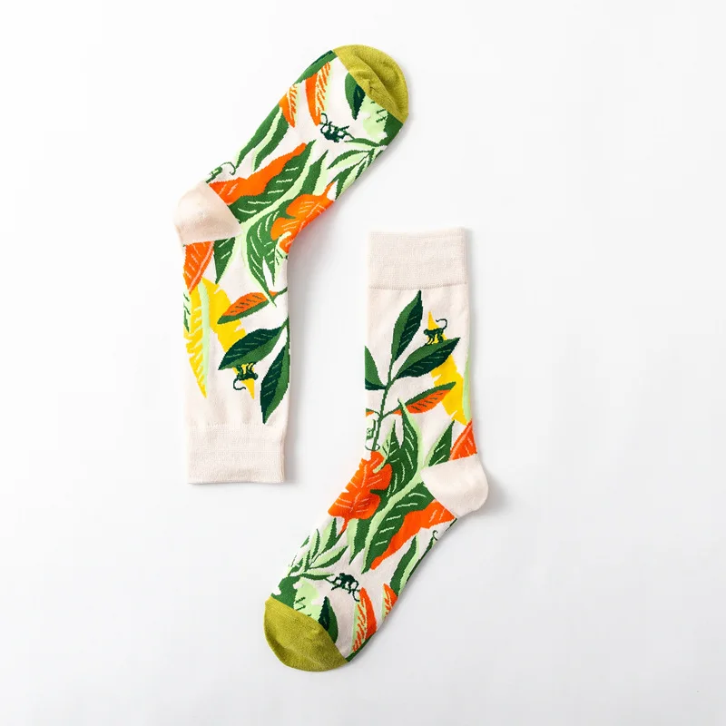 50180 Moda sockmark/мужские Носки с рисунком собаки осьминога, цветов, растений, Kawaii, забавные счастливые носки, повседневные женские хлопковые чулки, для катания на коньках, Harajuku - Цвет: 50180