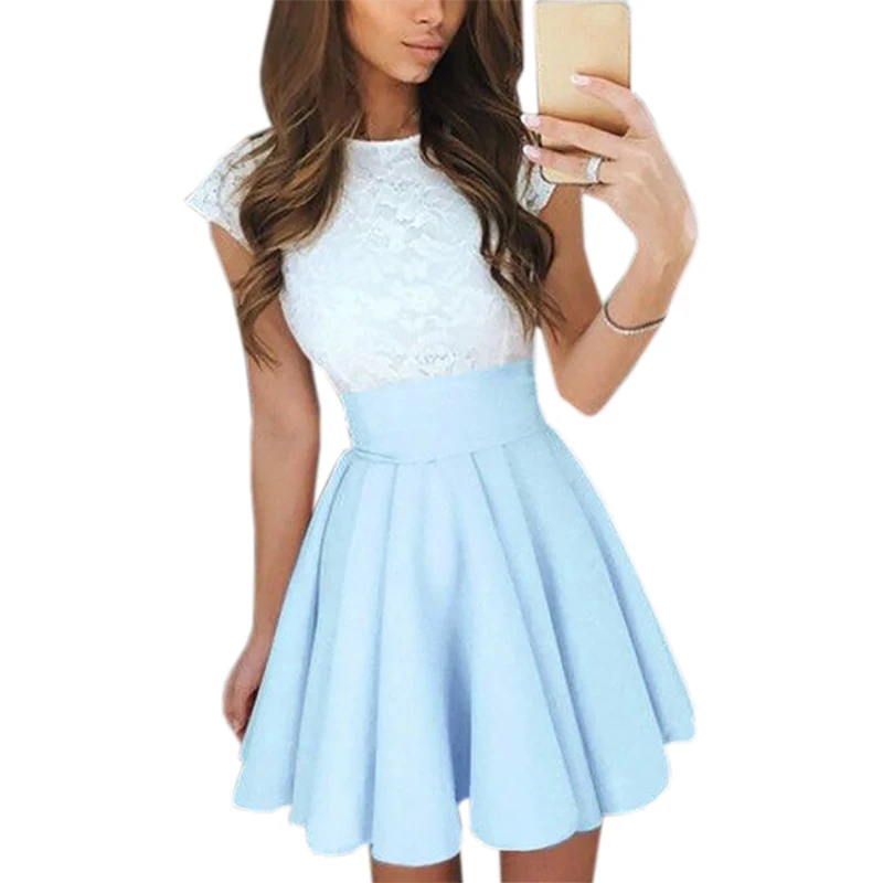 Милое кружевное платье Пляжное летнее женское 2021 расклешенное милое вечерние