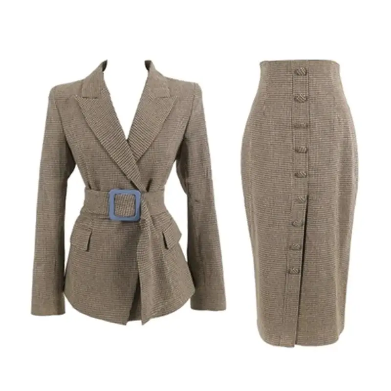 Женский клетчатый костюм Большой размер осень/зима новый модный тонкий