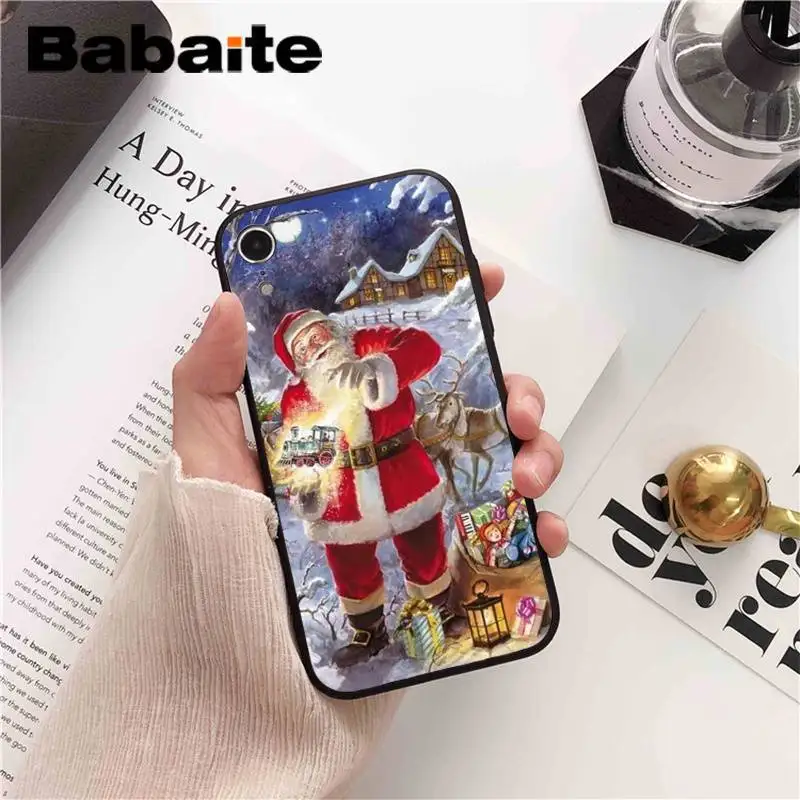 Babaite Merry Christmas Санта Клаус Олень DIY чехол для телефона для iPhone 6S 6plus 7plus 8 8Plus X Xs MAX 5 5S XR 11 11pro 11promax