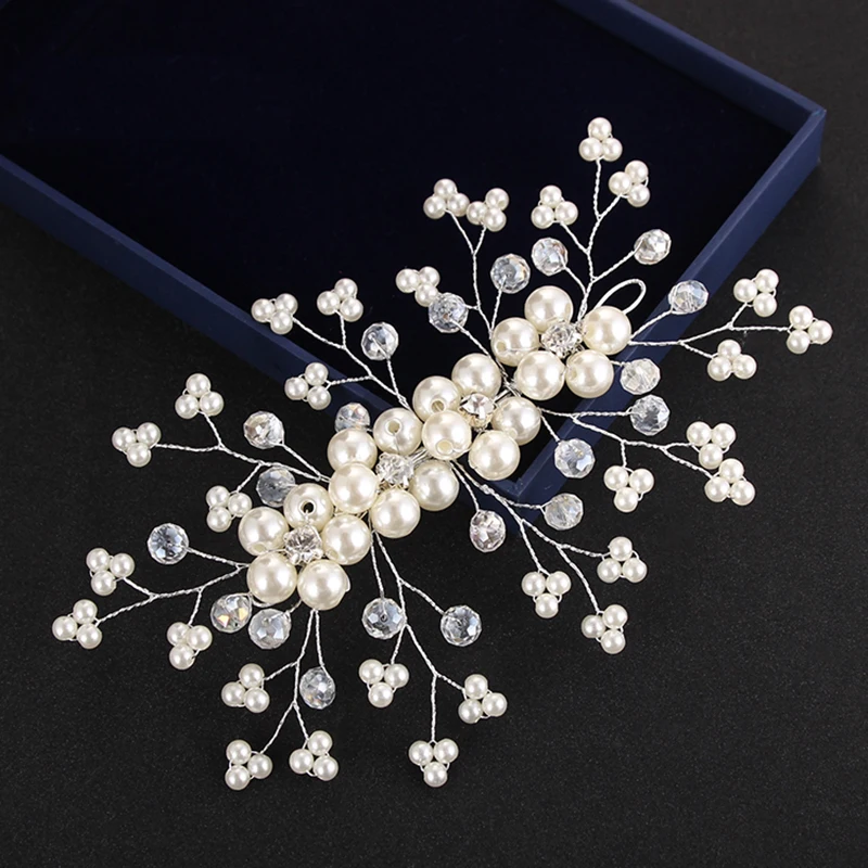 Bridal Pearl Headbands Wedding Hair Flower Decorations Women Crystal Hairband Party Prom Jewelry Accessories ML127 | Украшения и