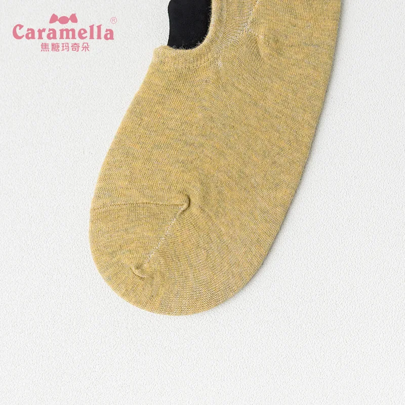 

12 Pairs/Lot Caramella Men's Socks Summer Invisible No Show Socks Cotton Sweat Absorption Solid Color