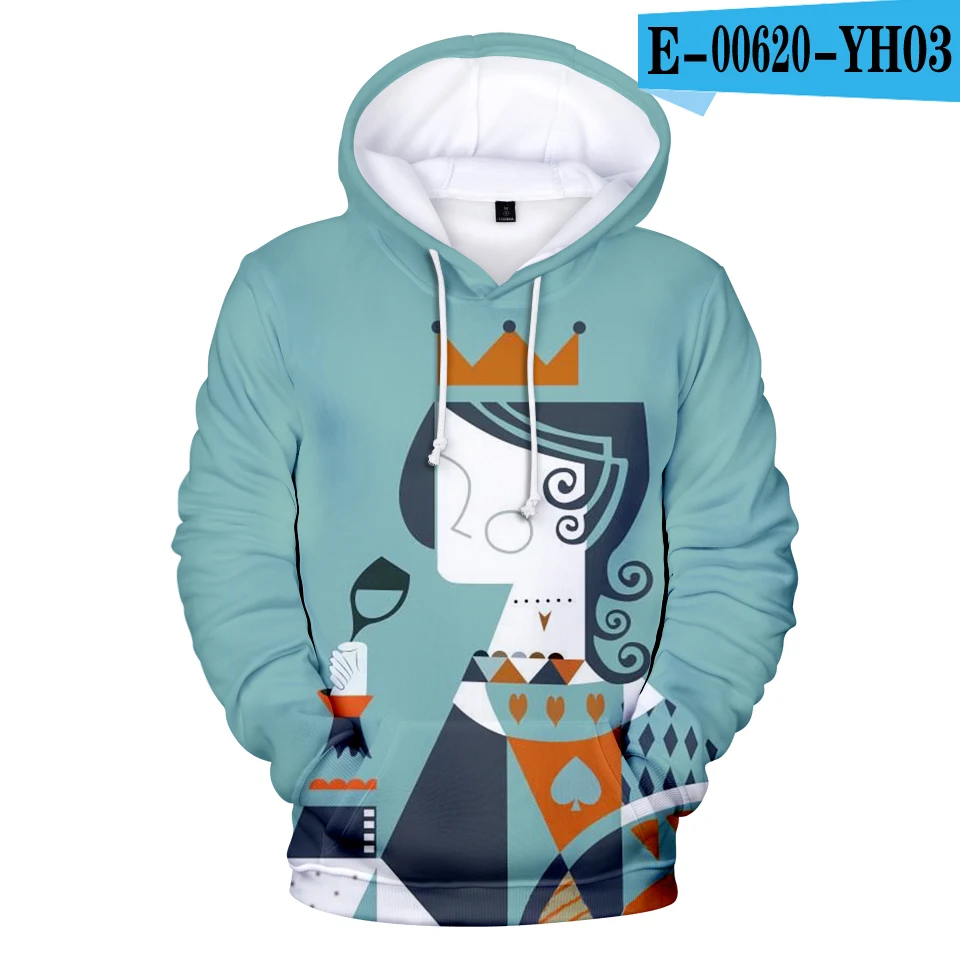 Армейский зеленый Aikooki KING QUEEN толстовки для мужчин/для женщин кофты с капюшоном 3D принт белый дизайн игральные карты покер мальчик/Обувь для девочек - Цвет: Армейский зеленый