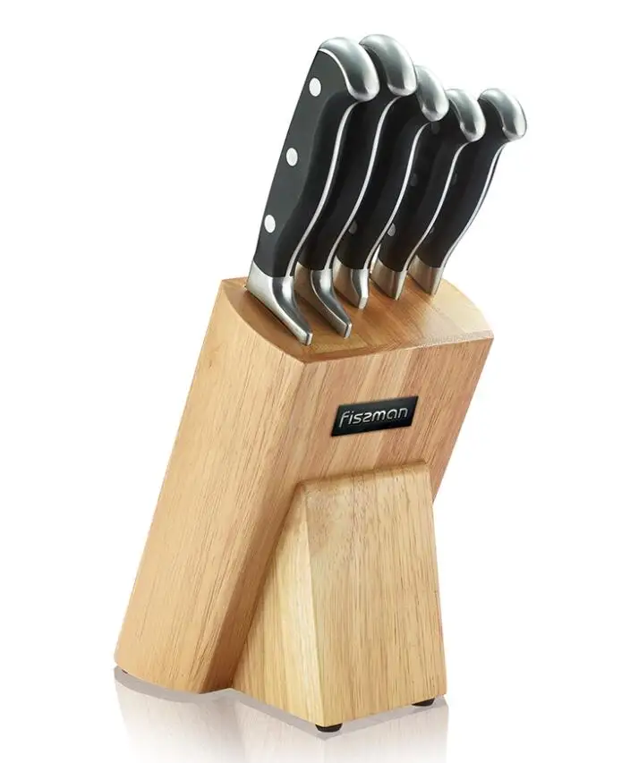 Model 2684 FISSMAN Stainless Steel Kitchen Knife Set with Wooden Knife Block-5pcs Knives inc Chef Santoku Boning Utility Paring Knife - Цвет: Model 2684