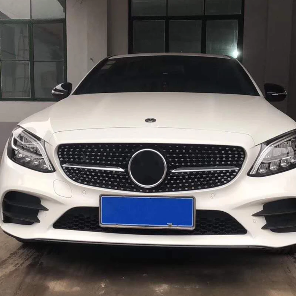 

SBAIREA W205 Diamond Grill Without Emblem Car Front Grill for C Class W205 radiator grille 2019 Upper grill C450 C180 C200 C220