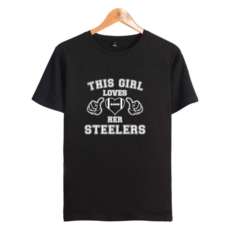 Футболка из хлопка с принтом This Loves Her Steelers футболка короткими рукавами