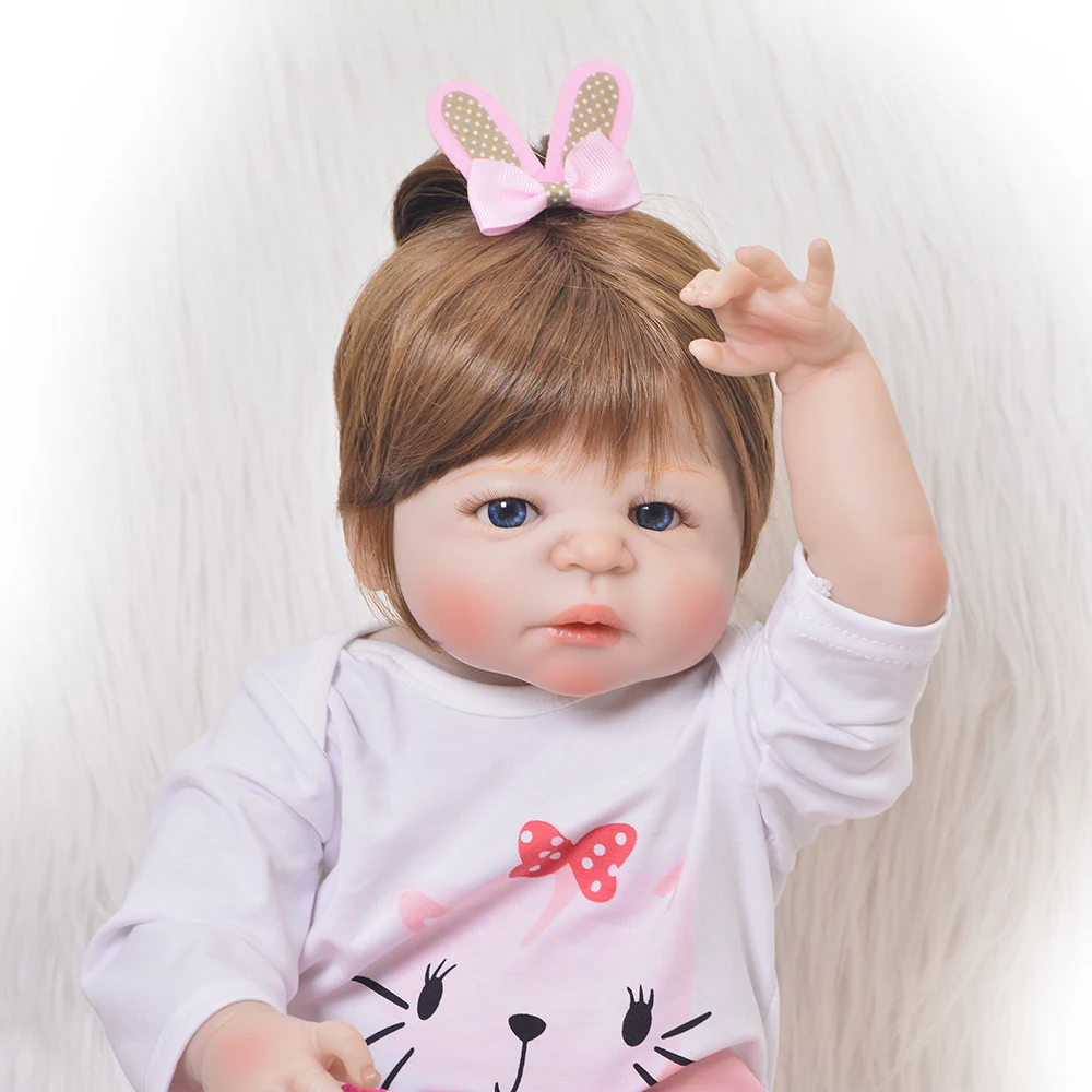 

23'' Reborn Babies Girl Full Body Silicone DIY Toys Handmade Vinyl Baby Reborn Dolls Lifelike Ethnic Bebe Playmate For Kids Gift