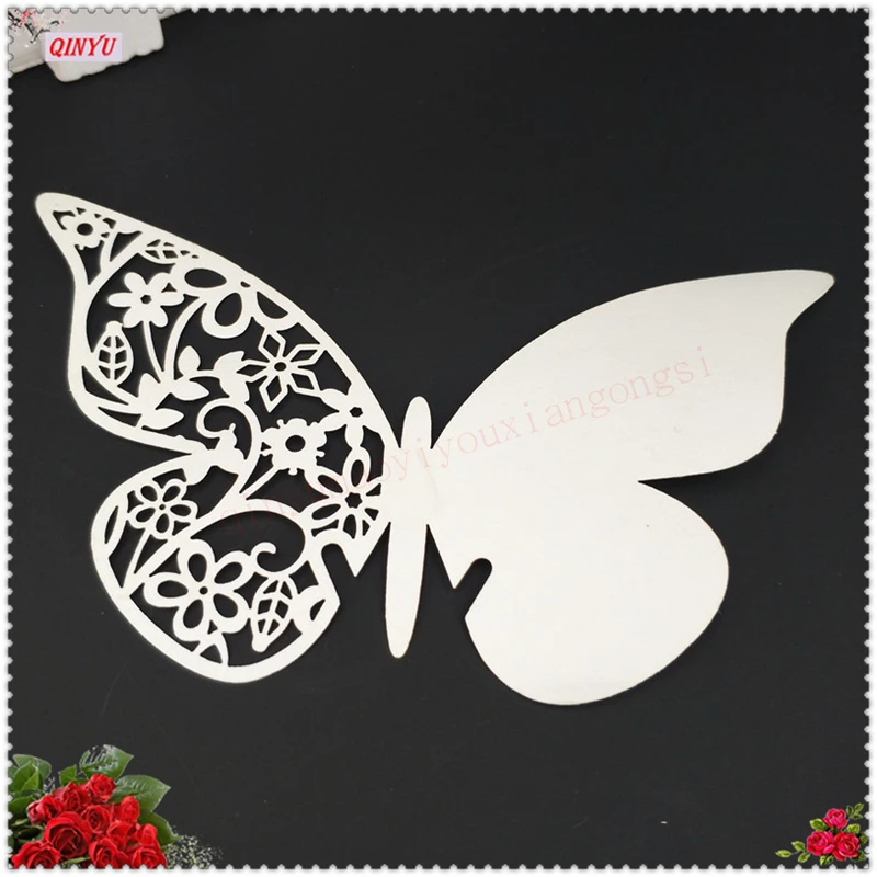 В форме бабочки эскорт стакан для Вина Бумажный полый лазерный разрез 50 шт. карты