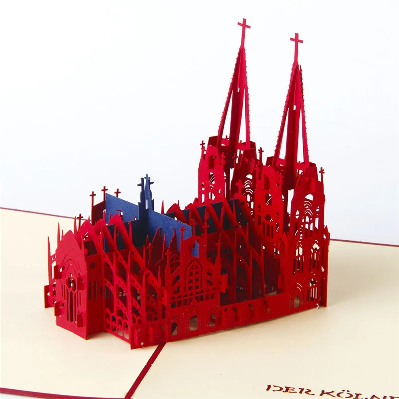 Cologne Cathedral Нотр-Дам де Пари миниатюры день рождения 3D карты Карта мира аттракционы деловые приглашения карты мальчик подарки туристическая открытка - Цвет: Cologne Cathedral