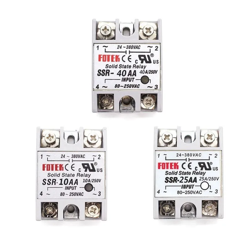 Твердотельные реле 12v 24v SSR 10AA 25AA 40AA 10A 25A 40A на рост от 80 до 250 В переменного тока 24 380V