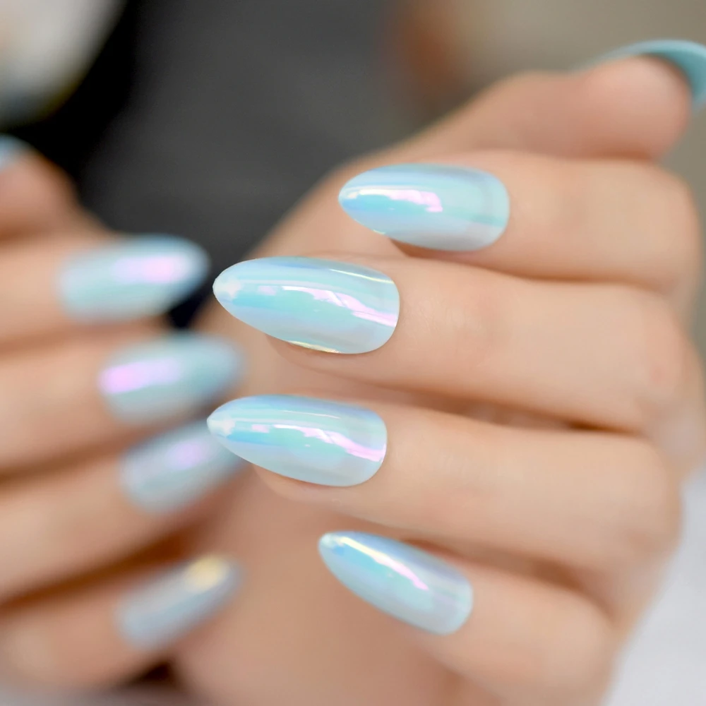 Изогнутые Единорог хромированные ногти искусство советы Гламурные