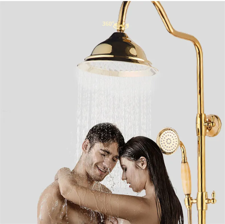 Набор для душа sendukиз нефрита и камня Модная Золотая Душевая система с двойной