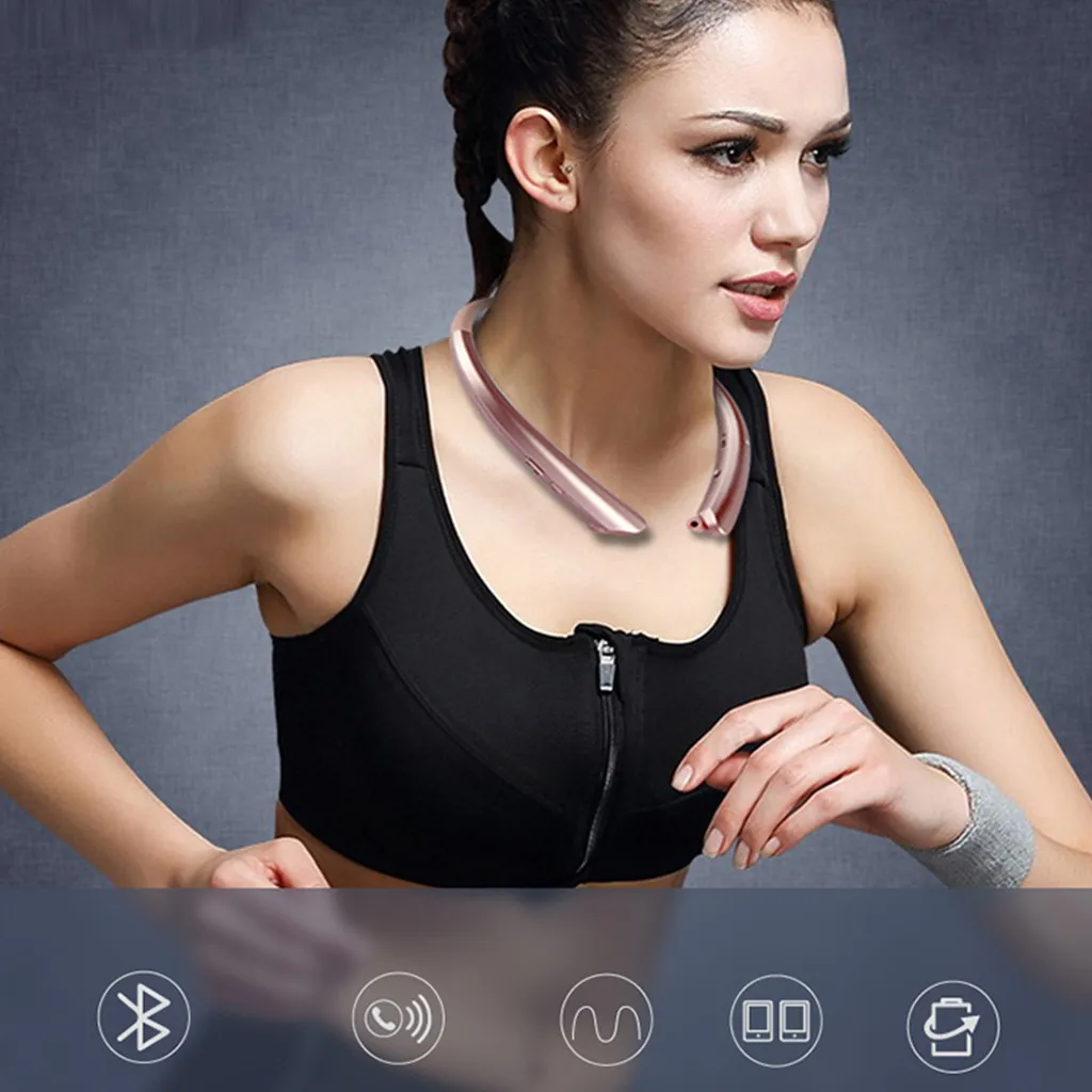 Универсальные беспроводные Bluetooth наушники с микрофоном складные HiFi звуковые гарнитуры шейные bluetooth s беспроводные наушники