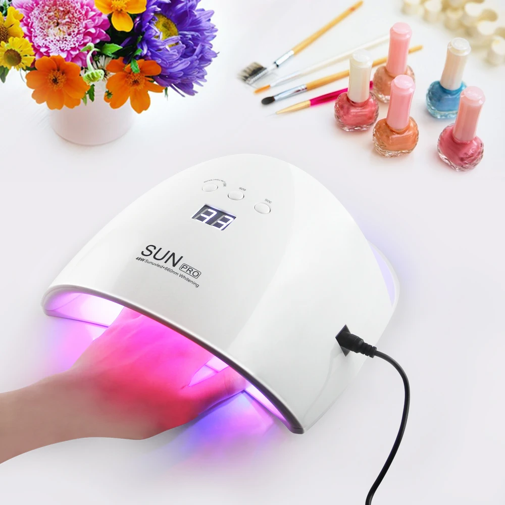 LKE 48W LED UV Lamp Nail Gel Polish Curing Machine With Automatic Sensor for Manicure Makeup Art Tools Varnish Dryer | Красота и